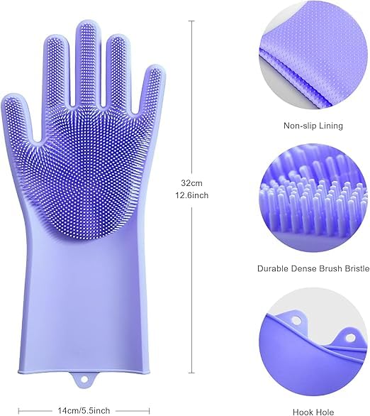 Magic Silicone Gloves, Silicon Hand Gloves for Kitchen Dishwashing and Pet Grooming