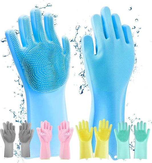 Magic Silicone Gloves, Silicon Hand Gloves for Kitchen Dishwashing and Pet Grooming